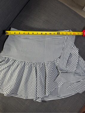 Blue Rain Black and White Gingham Ruffle Skort
